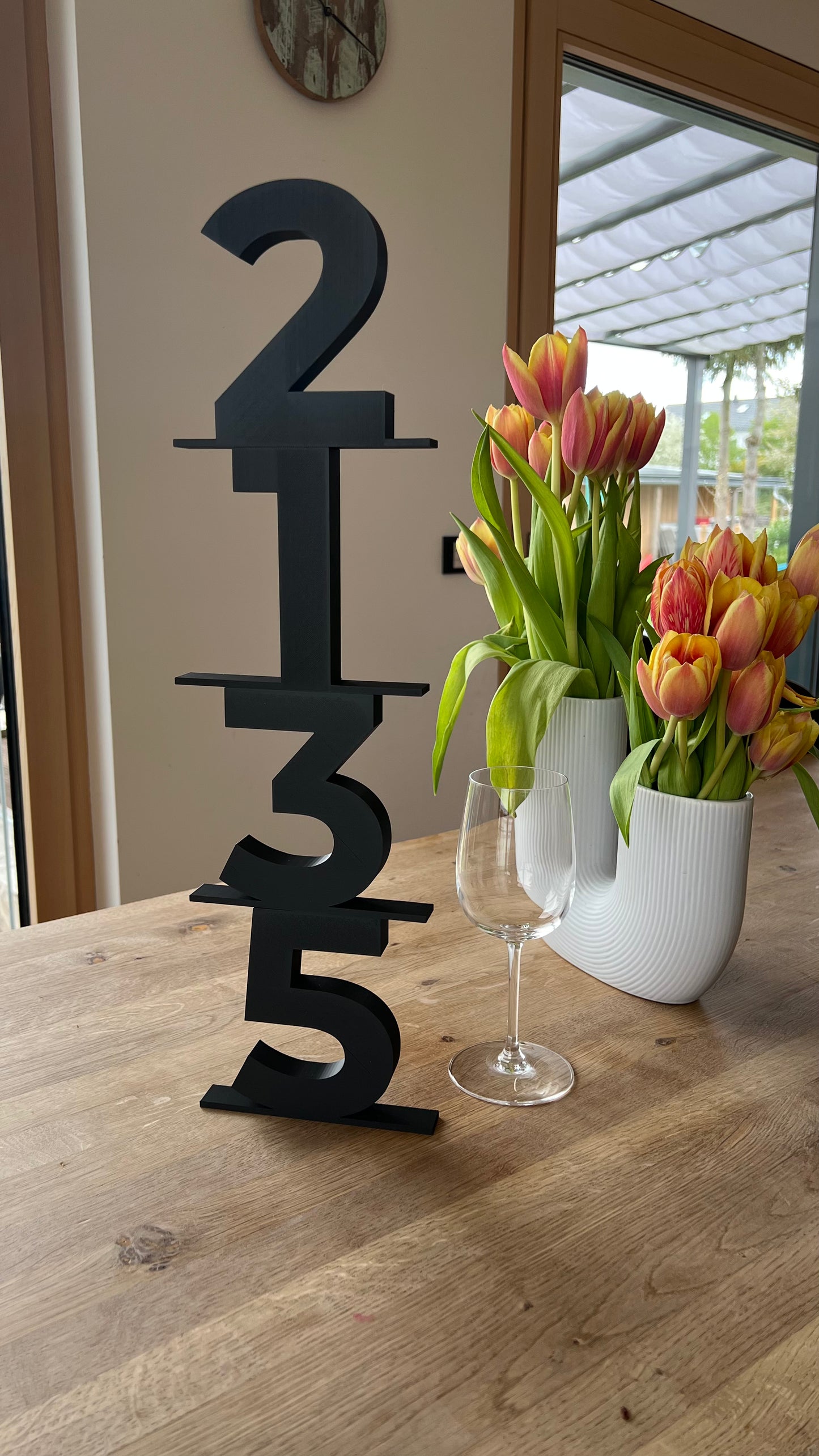 Elegante 3D-gedruckte Tischnummern für Hochzeiten – Individuell & Stilvoll - schwarz Matt