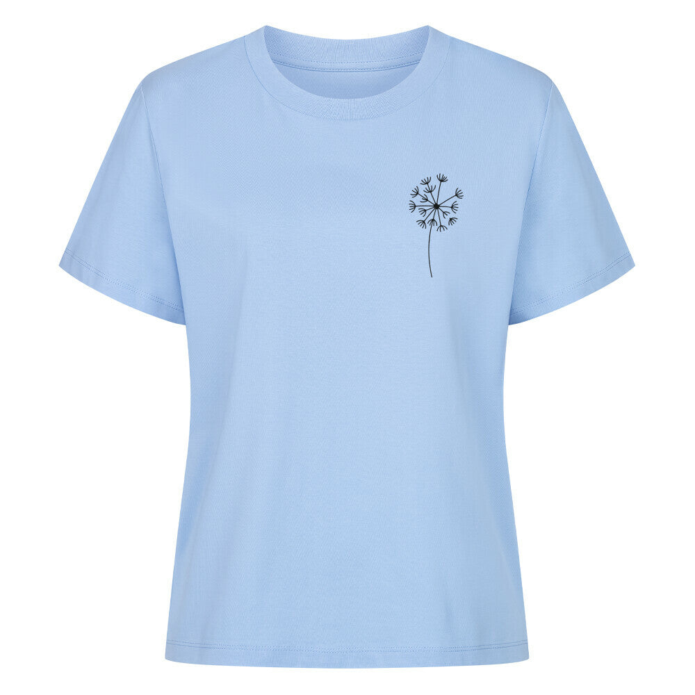 Mama-Kind-Shirt-Set aus Bio-Baumwolle mit Pusteblumen-Design: Auf dem taillierten Mama-Shirt fehlt ein Schirmchen, das auf dem Kind-Shirt einzeln erscheint. Symbol für Liebe, Verbindung und Loslassen. Die Shirts liegen auf natürlichem Hintergrund, modern und nachhaltig inszeniert. Ideal als Muttertagsgeschenk, zur Geburt oder für emotionale Familienmomente. Perfekt für Etsy-Käufer, die etwas Besonderes suchen.