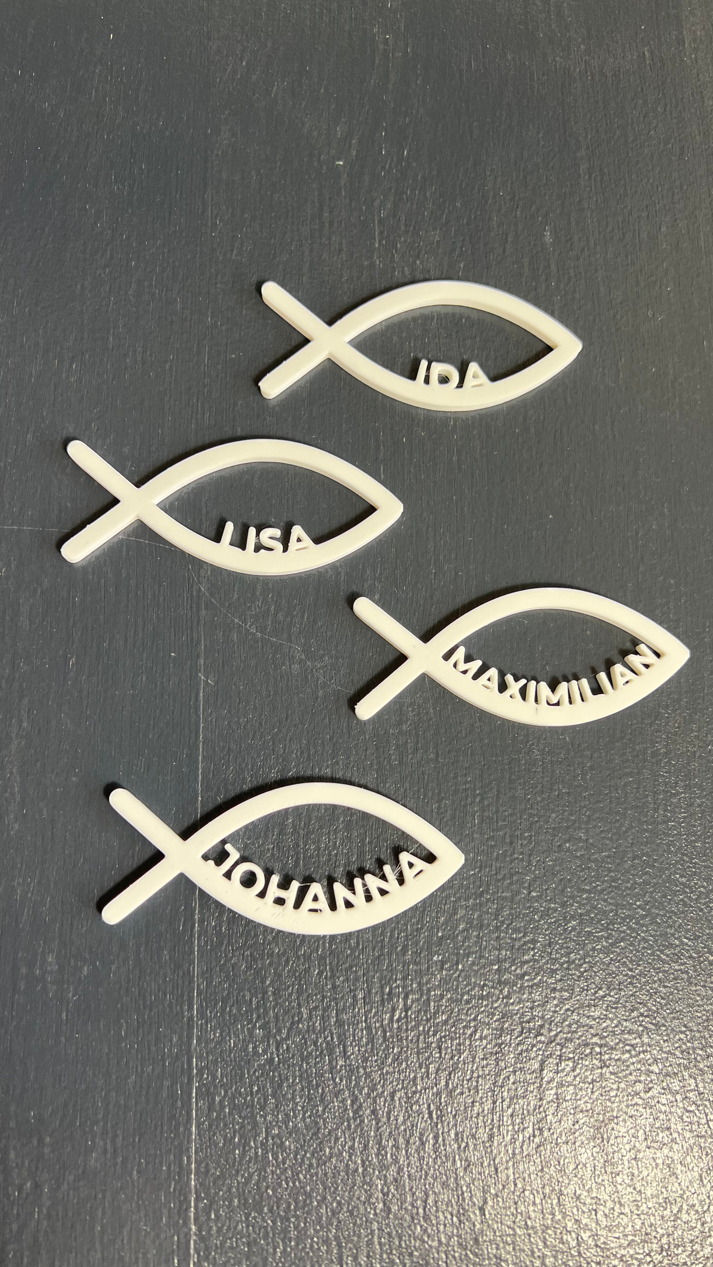 Tischdeko Taufe, Kommunion, Konfirmation & Firmung personalisiert Streudeko Fisch