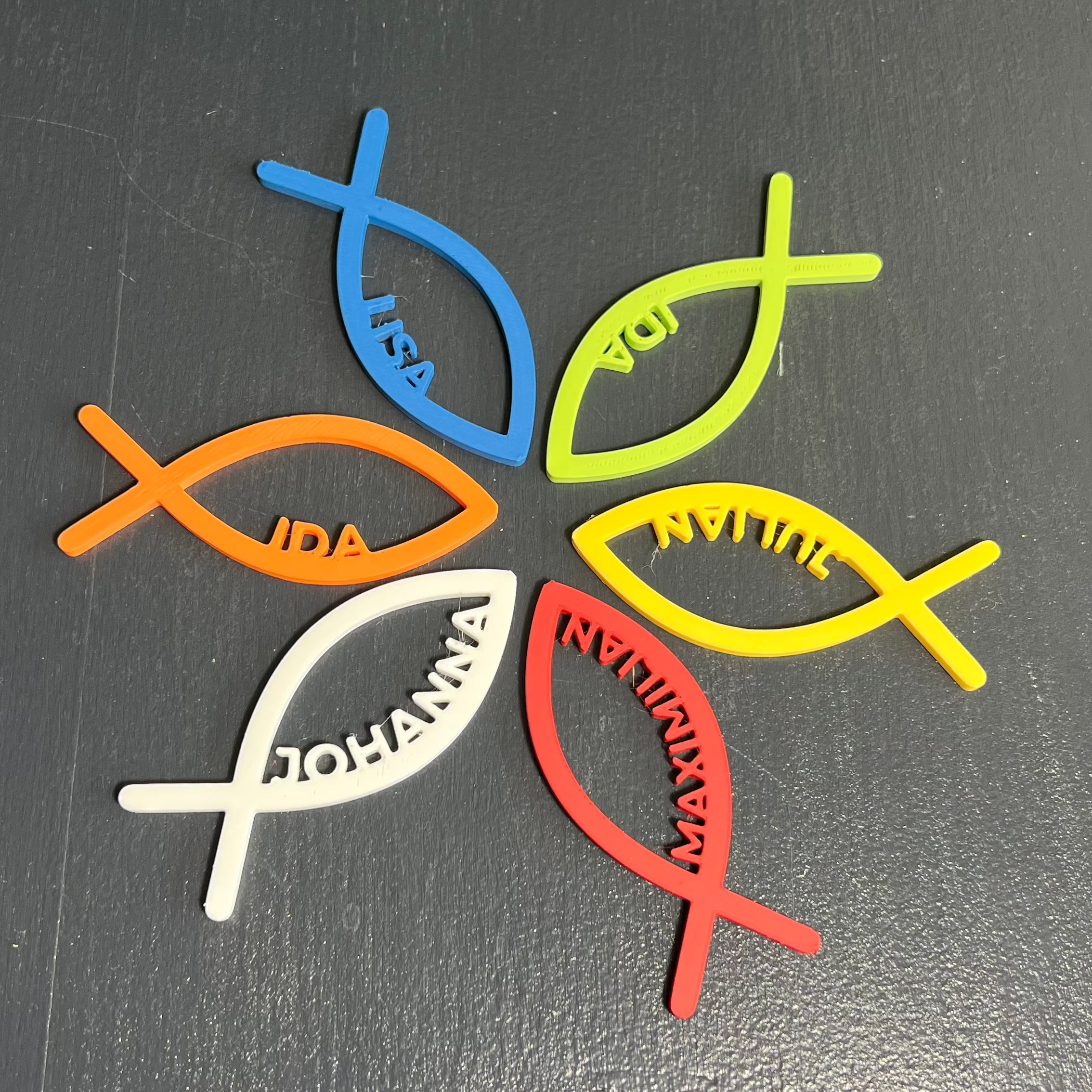 Tischdeko Taufe, Kommunion, Konfirmation & Firmung personalisiert Streudeko Fisch