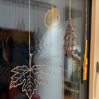 Nachhaltige Herbstdeko 3D Blätter Set (4) – minimalistische Wand- & Tischdeko aus PLA, Braun/Orange, Blatt-Mobile modern Geschenk herbstlich