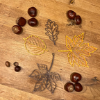 Nachhaltige Herbstdeko 3D Blätter Set (4) – minimalistische Wand- & Tischdeko aus PLA, Braun/Orange, Blatt-Mobile modern Geschenk herbstlich