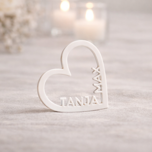 Streudeko Herz in Weiß mit den Namen Tanja und Max für Hochzeiten