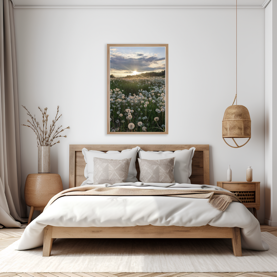 Pusteblumen im Sonnenuntergang