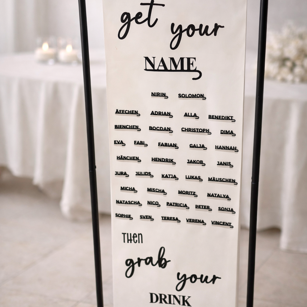 Personalisierte Namensschilder für Gläser – Stilvolle Tischordnung für Hochzeiten
