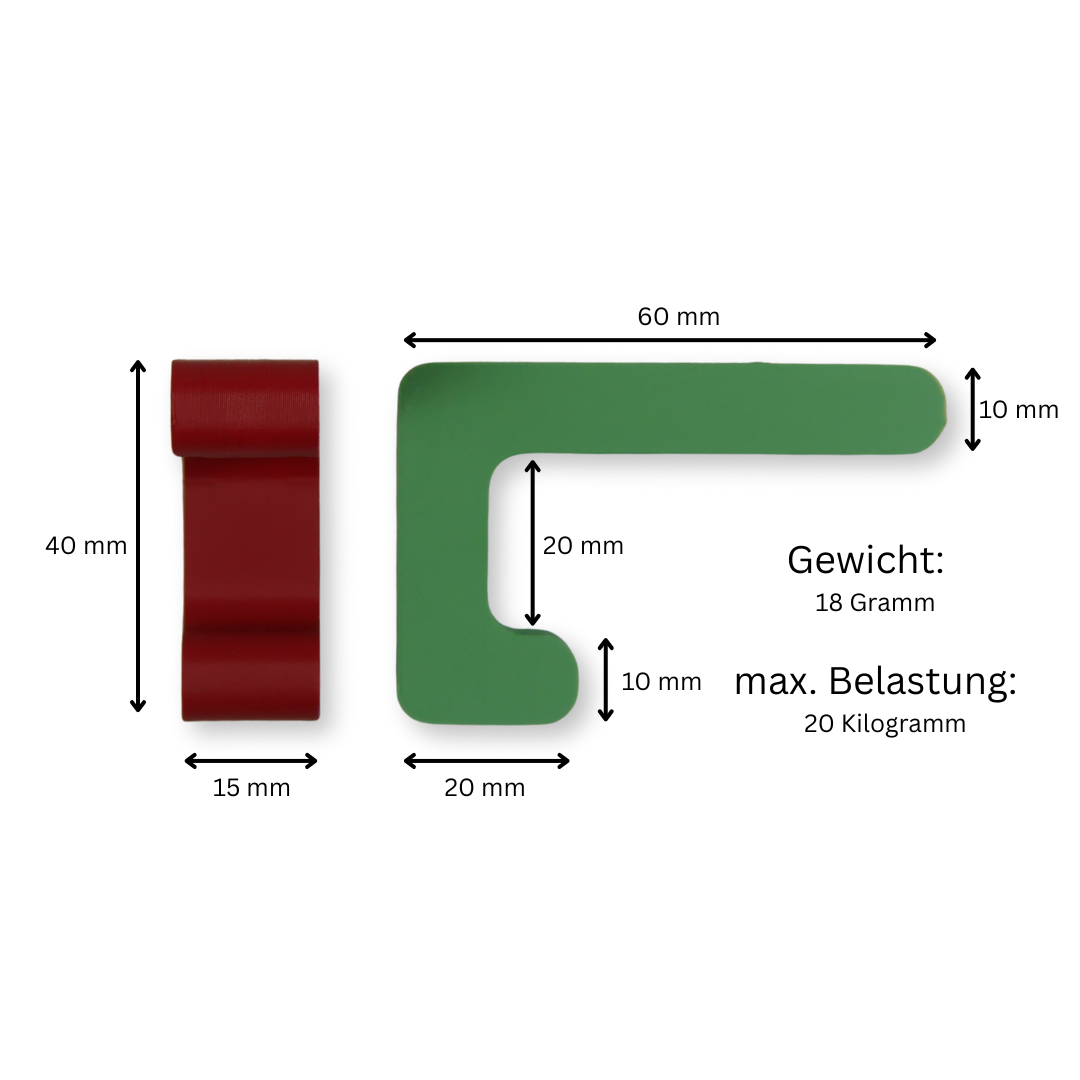 4 Stück Stabile Wandhaken mit 20kg Tragkraft aus PLA