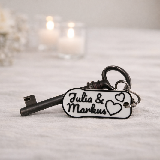 Schlüssel mit personalisiertem Anhänger als Einkaufswagenchip