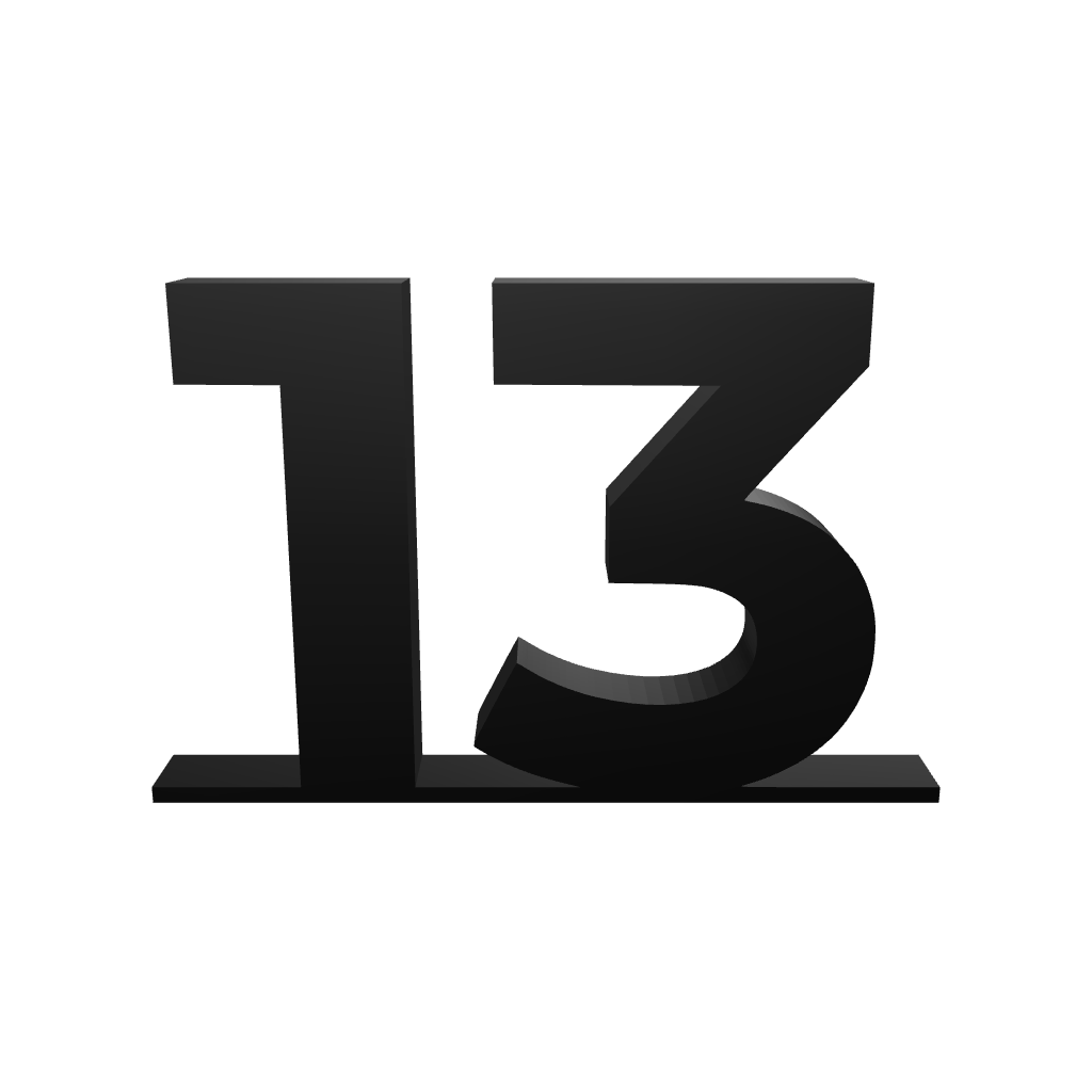 Schlichte und stilvolle Tischnummern aus 3D-gedrucktem, matt schwarzem PLA. Mit einer Größe von 13 cm helfen sie Gästen, ihren Tisch schnell und einfach zu finden. Perfekt für Hochzeiten und festliche Anlässe, modern und elegant im Design.